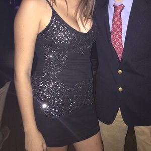 Black sequin boohoo dress